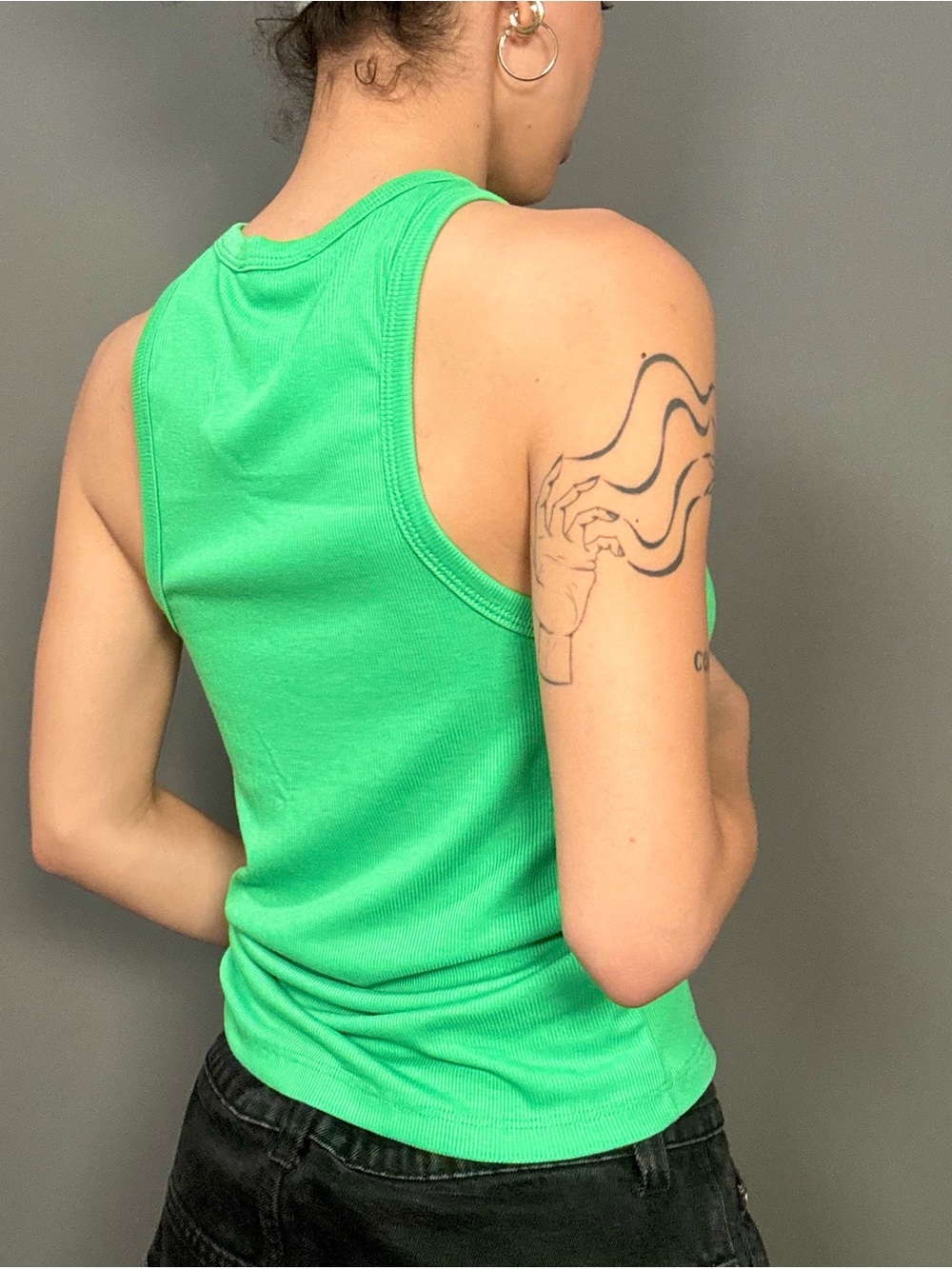 Bright Green Ribbed Tank Top - Picture 3 of 4